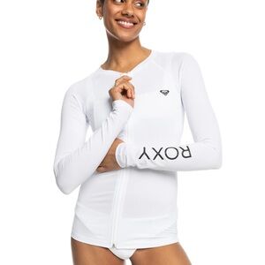 Roxy White Zip-Up Rash Guard - NWOT